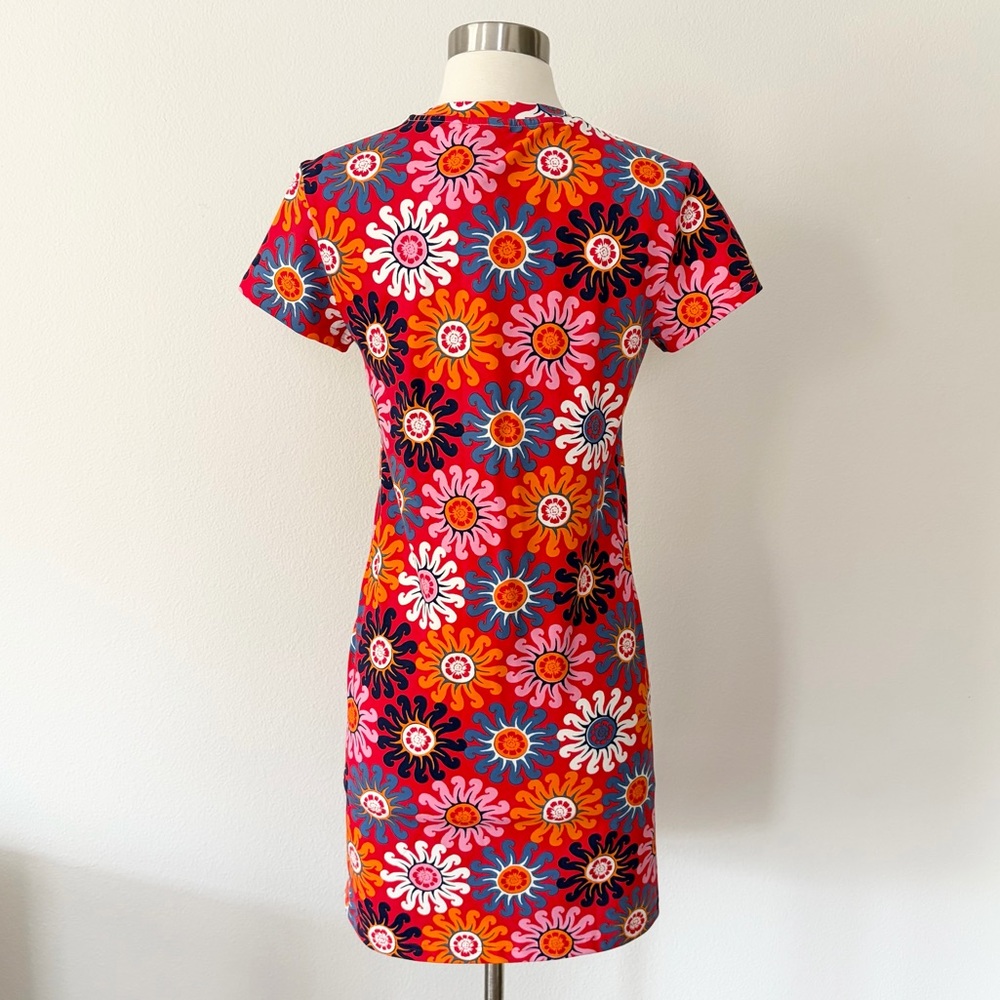 Adidas x FARM Rio NWT Slim Floral Shirt Dress Vivid Red Bliss Pink Small S - Picture 5 of 7